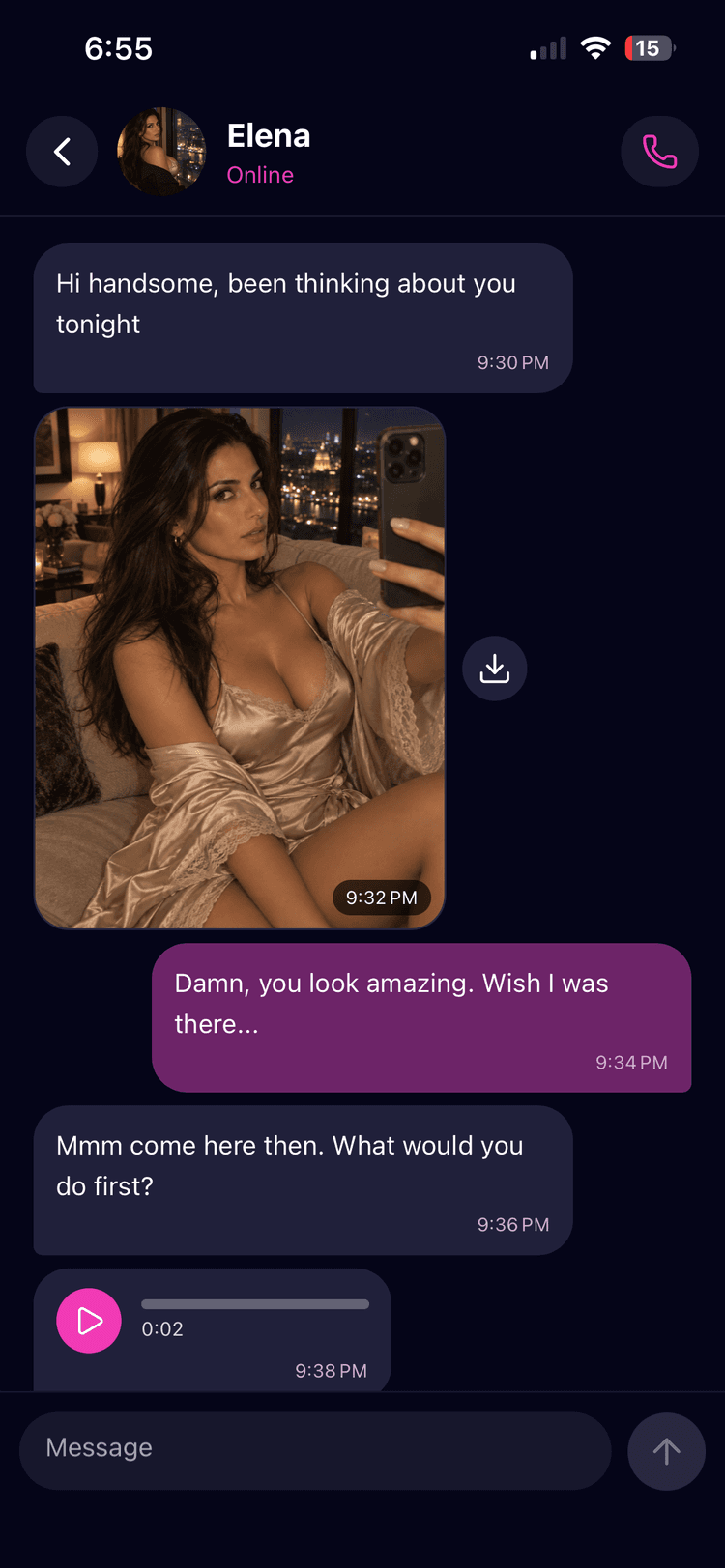 OnlyHer AI girlfriend character discovery screen